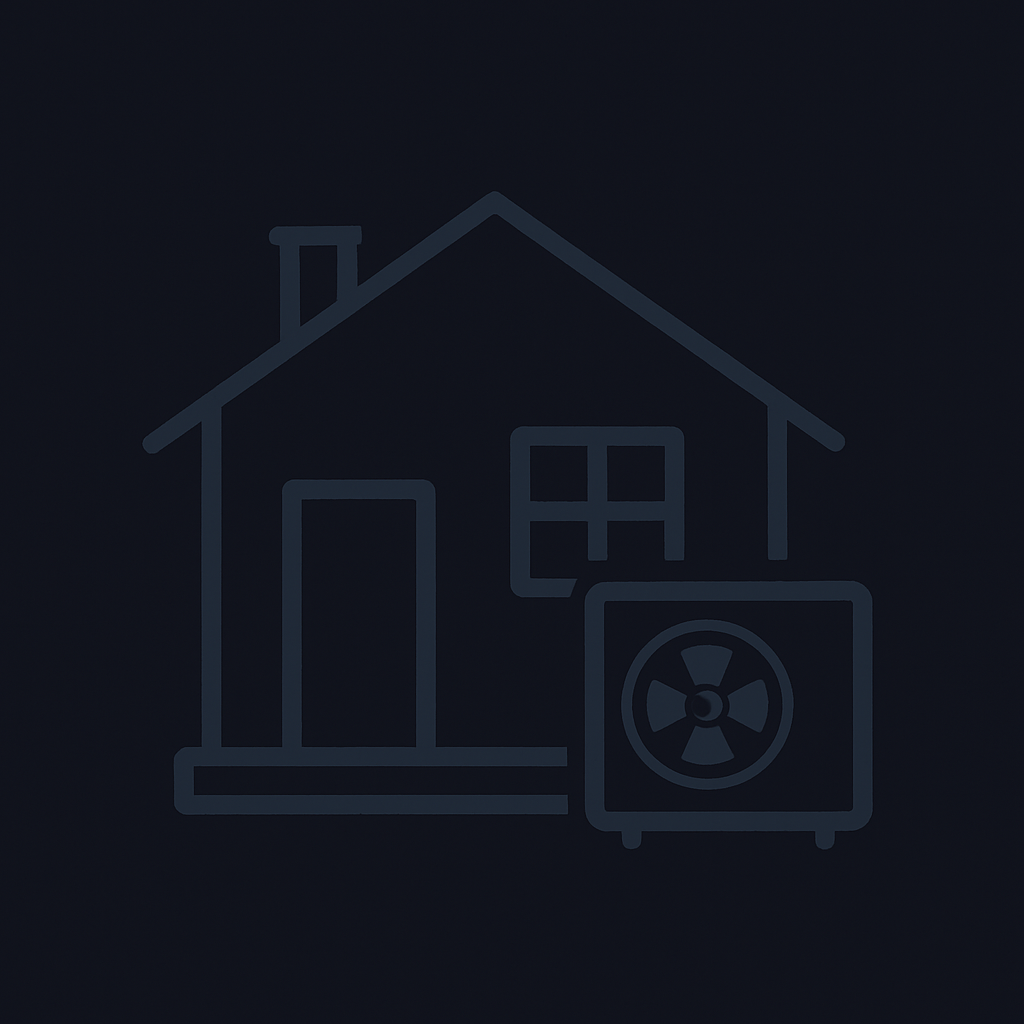 Icon Einfamilienhaus mit Wärmepumpe